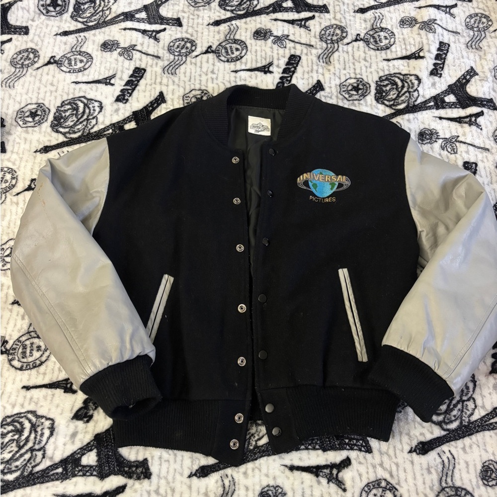 Universal Pictures Black and Gray Varsity Jacket Vintage